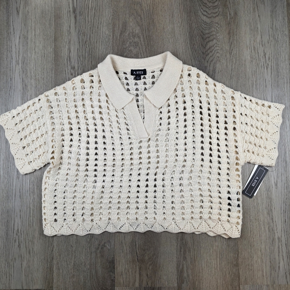 A. Byer Knit Polo Top Size L - Picture 2 of 7